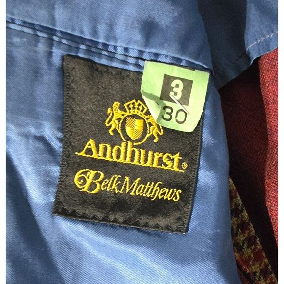 Vtg Andhurst Belk Matthews Plaid Blazer Sport Jacket Men's Sz 38R Leisure Retro - Picture 5 of 10